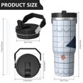 thumbnail image 4 of Modern 30oz Handheld Travel Tumbler with Handle – Double Wall Stainless Steel Insulated Cup, Flip Straw Lid, Leak-Proof & BPA-Free for Hot and Cold Drinks – Durable Coffee & Juice Mug Black, 4 of 7