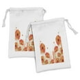 thumbnail image 1 of Poppy Flower Fabric Pouch Set of 2, Digital Watercolors Design of Poppy Classic Botany Bouquet Patterns Print, Small Drawstring Bag for Toiletries Masks and Favors, 9" x 6", Red White, by Ambesonne, 1 of 2