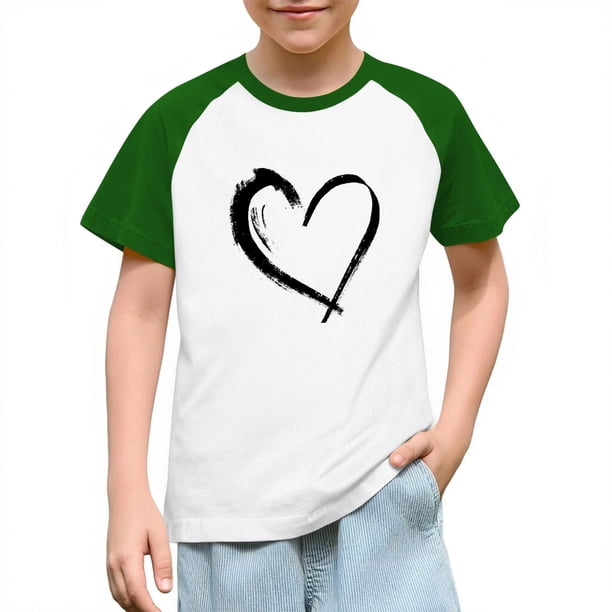 Blusas y camisas de manga corta con cuello redondo para niños y niñas, blusa de manga corta con estampado de cuello redondo