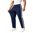 thumbnail image 2 of Men's Track Pants Joggers Athletic Drawstring Waist Elastic Quick Dry Running Gym Workout Trousers Striped Side Stripe Tapered Trousers Navy S, 2 of 6
