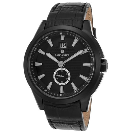 Lancaster Italy Ola0666t-L-Bk-Nr-Nr Men's Apollo Black Genuine Leather Black Dial Black Ip Steel Watch