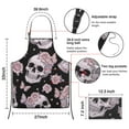 thumbnail image 3 of Black Skull Rose Butterfly Pattern Apron-Garden Aprons for Women with Pockets-Cotton Linen Waterproof Kitchen Cooking Gardening Aprons Adjustable for Kitchen,Cooking,BBQ and Salon 33x27 Inch, 3 of 7