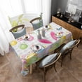 thumbnail image 4 of Happy Easter Rectangle Tablecloth, Spring Watercolor Bunny Eggs Flower Grey Plaid Waterproof & StainResistant Tablecloth, Washable Oil-proof Table Cover for Dining/Party/Wedding/Buffet 60x84 In, 4 of 9