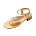 thumbnail image 2 of Flat Sandals for Women Platform Slip on Open Toe Ankle Strap Rhinestone Low Heel Casual Orthopedic Wedge Sandals Arch Support Soft Walking Shoes, 2 of 5