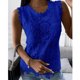 thumbnail image 3 of Camiseta sin mangas holgada con cuello redondo y encaje de ganchillo para mujer - Camiseta informal de manga larga con bloques de color para primavera/verano/otoño, 3 of 5