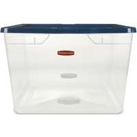 Rubbermaid 17.75-Gallon (71-Quart) Clever Store Container, Clear/Comfort Blue, Set of 4