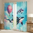 thumbnail image 2 of Erosebridal Ocean Whale Curtains for Living Room,Sea Animal 30%-50% Blackout Curtains Set of 2 (38x45),Curtains Pack of 2 (38x45),Cartoon Sealife Decor, 2 of 6