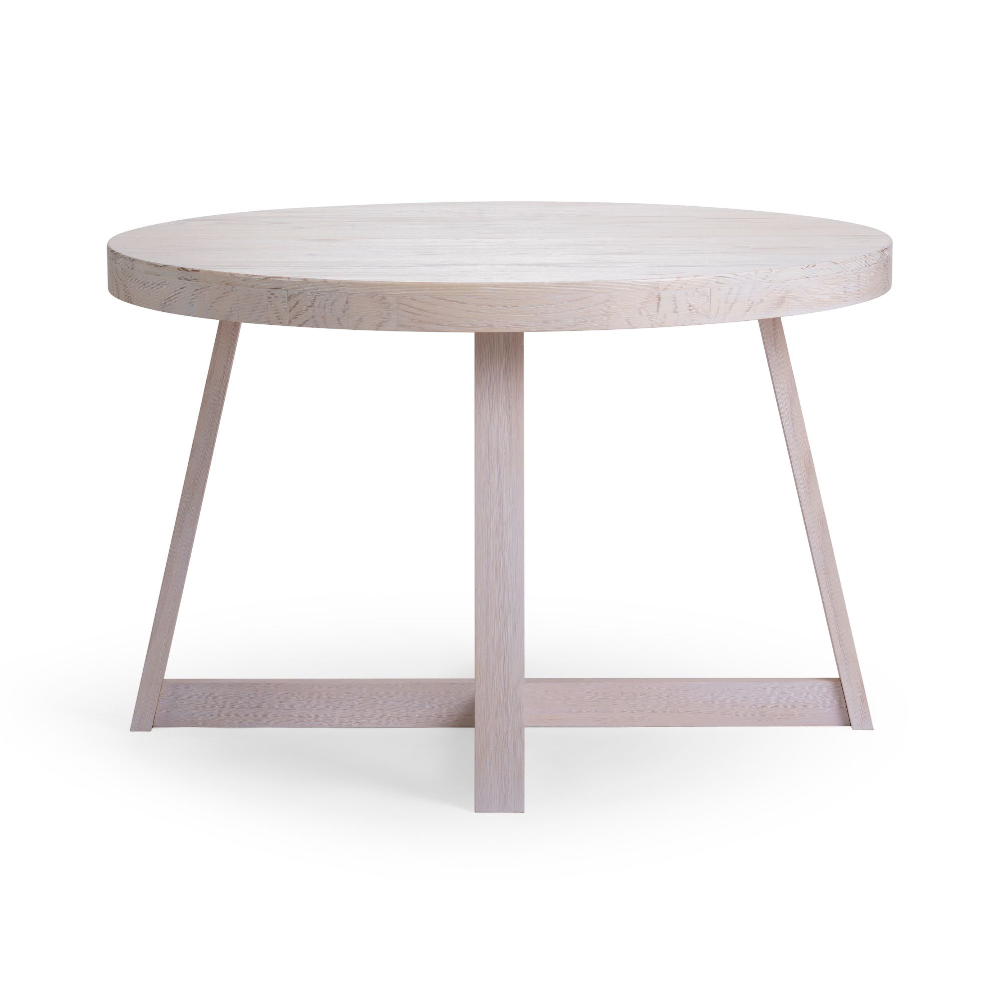 Plank+Beam 47" Round Hardware Included Dining Table, White Sand Wirebrush