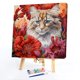 thumbnail image 5 of Kit de pintura por números sobre lienzo, arte al óleo artesanal, imagen de gato en el arbusto de flores, 60x60cm, 5 of 9