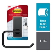 Command Bath Matte Black Toilet Paper Holder, 1 Toilet Paper Holder, 2 Strips