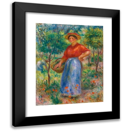 Pierre-Auguste Renoir 12x14 Black Modern Framed Museum Art Print Titled - Young Girl in the Basket (Gabrielle in the Garden)