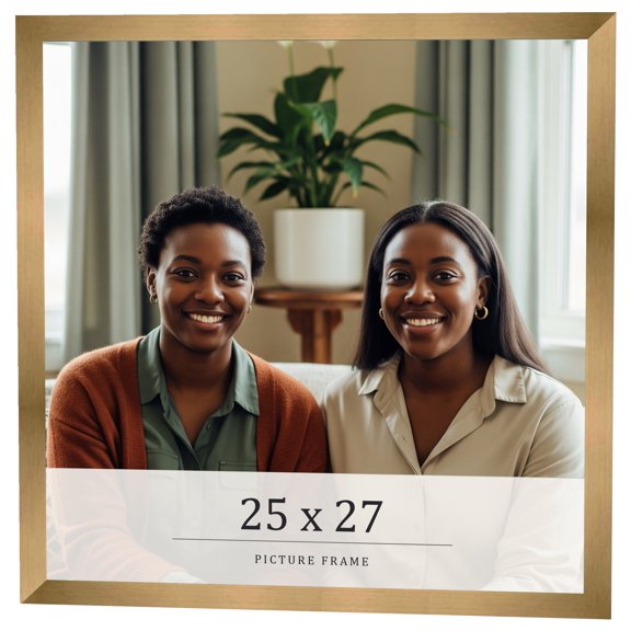 25x27 Frame Gold Bronze Solid Wood Picture Frame Width 0.75 Inches | Interior Frame Depth 0.5