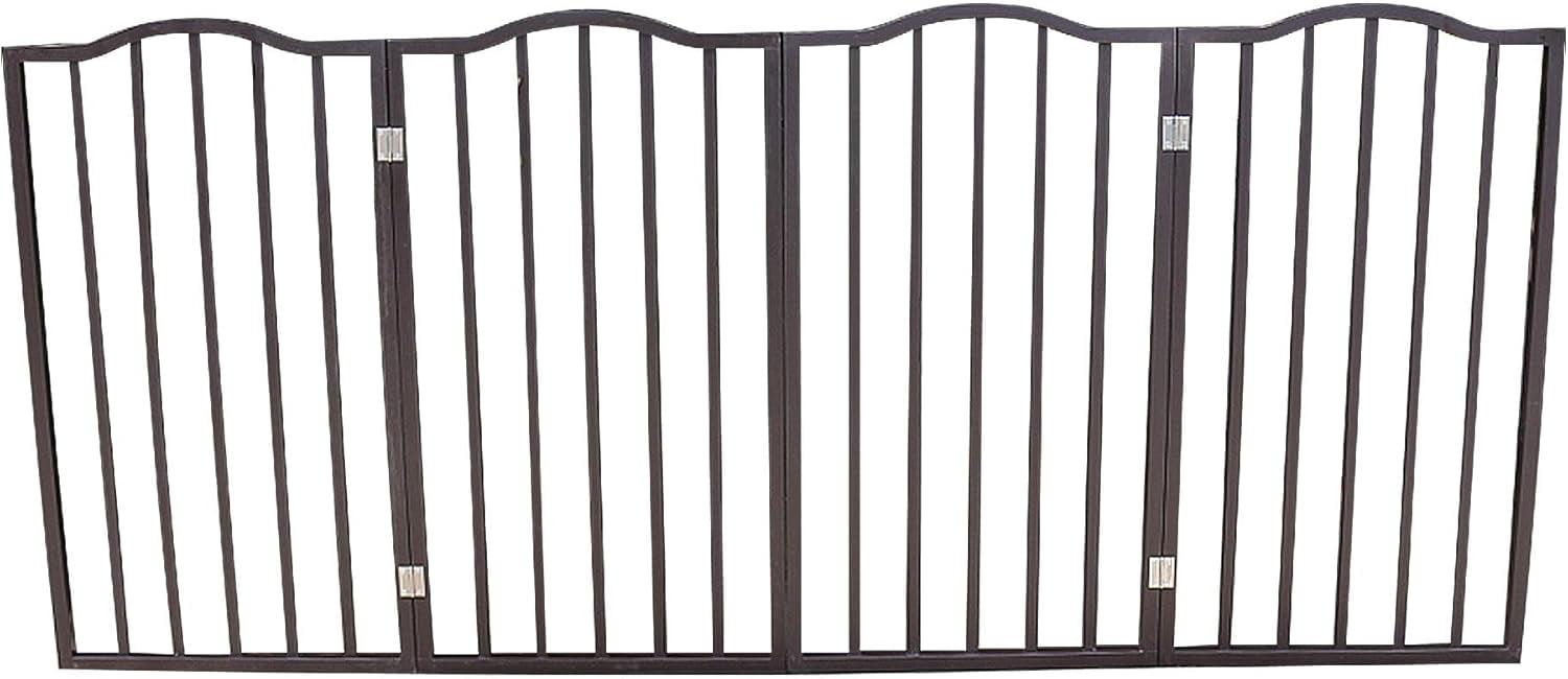 Pet Gate for Doorways Stairs and House Freestanding Folding Wooden Dog Gate Arc Design Brown