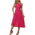 thumbnail image 2 of INSPIRE CHIC Women's Midi Summer Pleated Dress One Shoulder Sleeveless Cinched Waist Party Cocktail Dresses Hot Pink L, 2 of 6