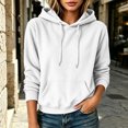 thumbnail image 5 of TARIENDY Fall Sweatshirt Women Solid Corduroy Pullover Hoodies Long Sleeve Drawstring Knit Hooded Sweatshirts with Pocket White L, 5 of 6