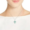 thumbnail image 2 of Elegant Swirling Sterling Silver Cross w/ Green Turquoise Inlay Necklace, 2 of 6