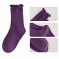 thumbnail image 4 of Spazoro Girls 10 Pairs Mid Calf Socks, Stretchy Soft Solid Color Cotton Casual Ruffled Crew Socks Purple Size 1T-12Y, 4 of 7