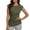 Green, variant on Women's Twist Front Cap Sleeve Top, Asymmetrical Hem Crew Neck Slim Fit Blouse, Casual Solid Color Shirt