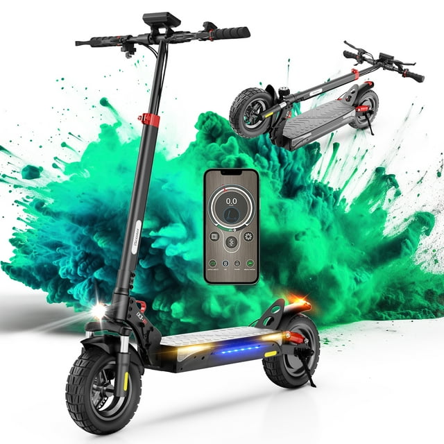 iScooter iX3 Electric Scooter with APP, 800W Motor Escooter Up to 40KM Range, 40KM/H Top Speed, 10 Inch Off Road Tires, Folding Electric Scooter with Dual Braking & 4 Absorbers System