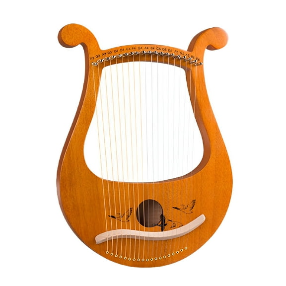 QAYOZ 19 Strings Mahogany Lyre Harp Musical Instrument With Tuning Wrench Spare String
