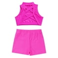 thumbnail image 4 of Linjinx Girls 2PCS Sport Outfits Racerback Crop Top with Booty Shorts Set Ballet Dance Gymnastics Hot Pink 6, 4 of 7