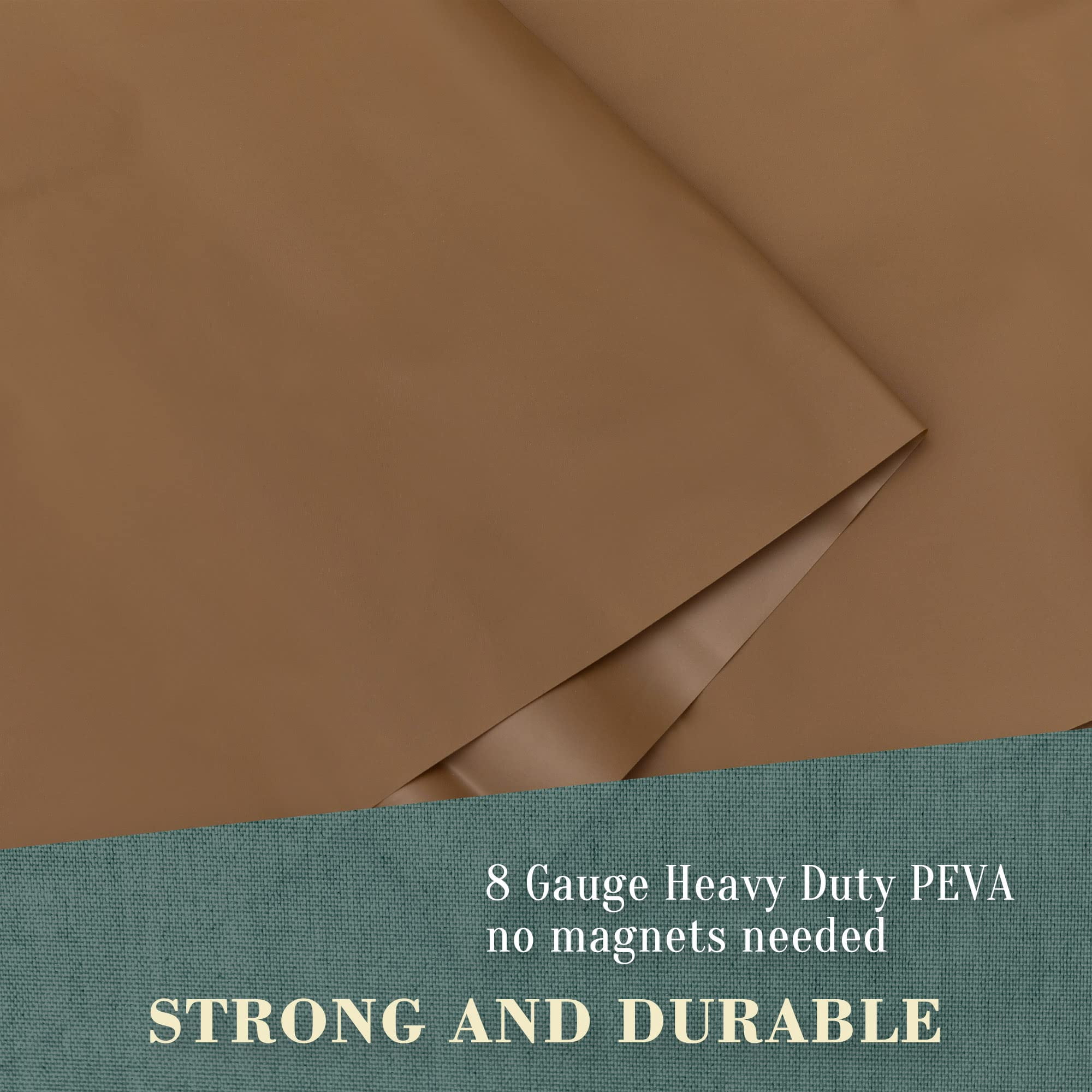 No Hook Peva Shower Curtain Or Liner - 8g Heavy Duty Brown Bathroom Hooks Required  Waterproof Plastic & Pvc Free Standard Size 71 X 74