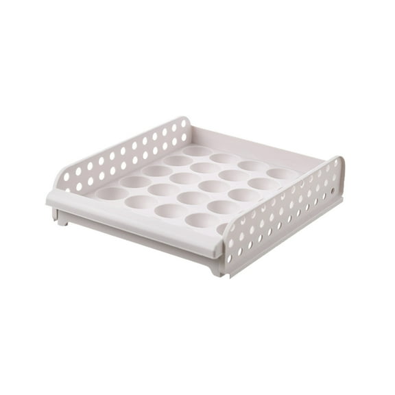 Large Capacity Refrigerator Egg Storage Box | Holds Up to 60 Eggs | Drawer Style Egg Organizer Tray | Space Saving Kitchen Organization | White Plastic Egg Carton