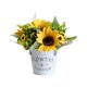thumbnail image 2 of Ramo de girasoles artificiales con jarrón, simulación de plástico, flores amarillas, Bonsa en maceta de Metal para decoración de hogar, oficina, fiesta y boda, 2 of 7