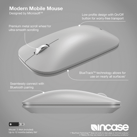 Incase - Modern Mobile Mouse Designed by Microsoft - Wireless - Platinum