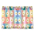 thumbnail image 7 of Yayeee Kitchen Curtains Tier Pair Light Filtering 27"x36" Rod Pocket Short Cafe Window Panel, Pink Checkered Daisy, 7 of 7
