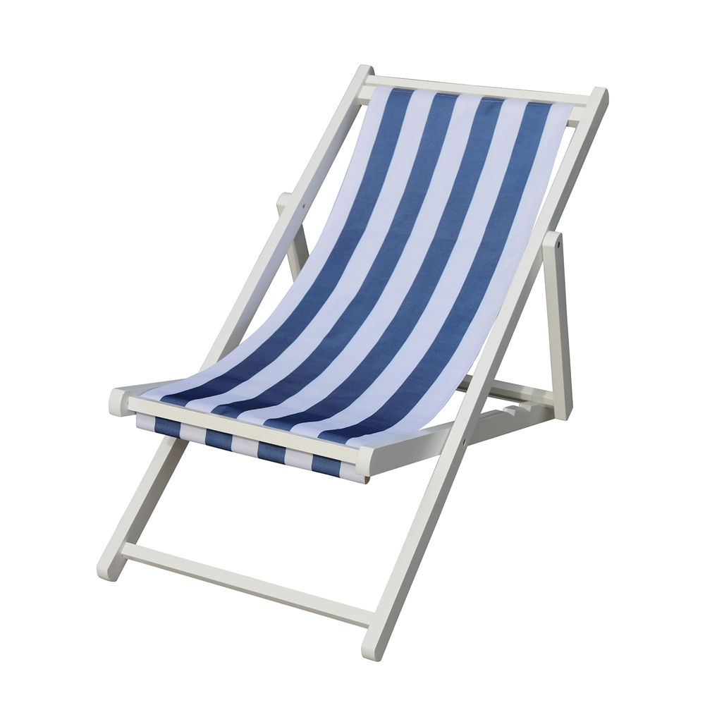Beach Lounge Chair Wood Sling Chair Navy Style Back Adjustable Outdoor Chaise Lounge for Garden Patio Light Blue - image 1 of 7