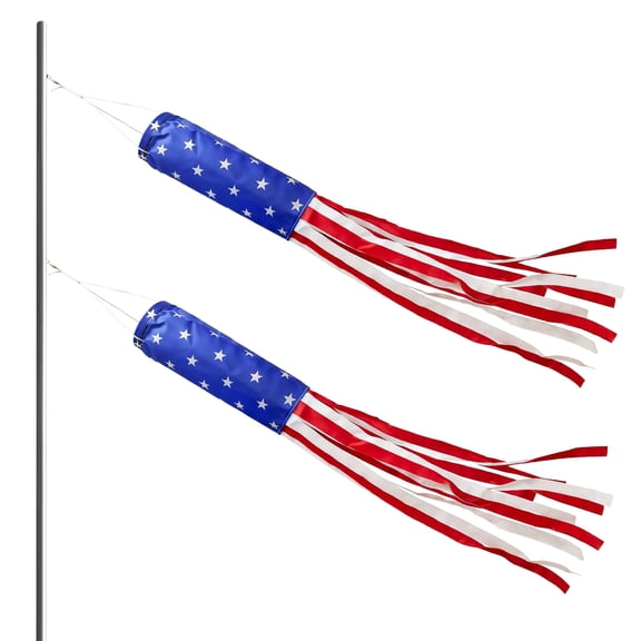 4th of July Patriotic Decorations American US Flag Windsock, Stars & Stripes USA Patriotic Decorations Windsocks for Outside Hangings (40 Inch 2PACK)