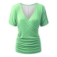 thumbnail image 1 of Womens Tops , Women's Short Sleeve Shirts V Neck Blouse Ruched Business Casual Basic Tunic Tops, 1 of 6