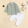 thumbnail image 2 of EnJoCho Toddler Boy Linen Outfit Baby Boy Fall Spring Clothes Set Button-Down Shirt Tops Cotton Linen Pants, 2 of 7