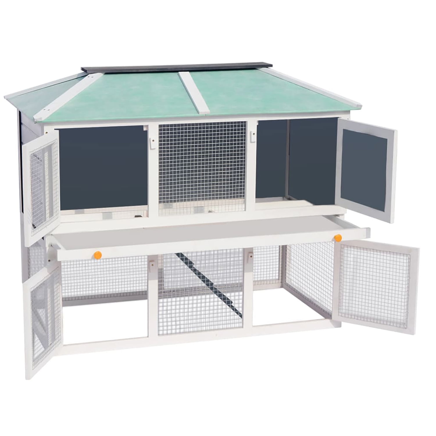 Pefilos 51" Outdoor Rabbit Hutch, Wooden Bunny House Double Floor Small Animal Pet Cage, Gray Pefilos 51" Outdoor Rabbit Hutch, Wooden Bunny House Double Floor Small Animal Pet Cage, Gray