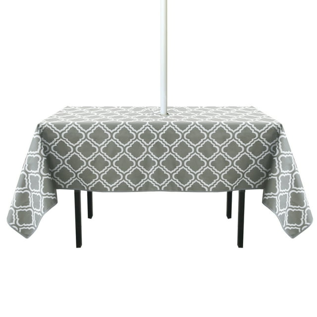 5 x 7 FT Spillproof Tablecloth with Zip Umbrella Hole Waterproof Outdoor Tablecloth Patio Table Cloths Table Covers for Backyard Party Picnic