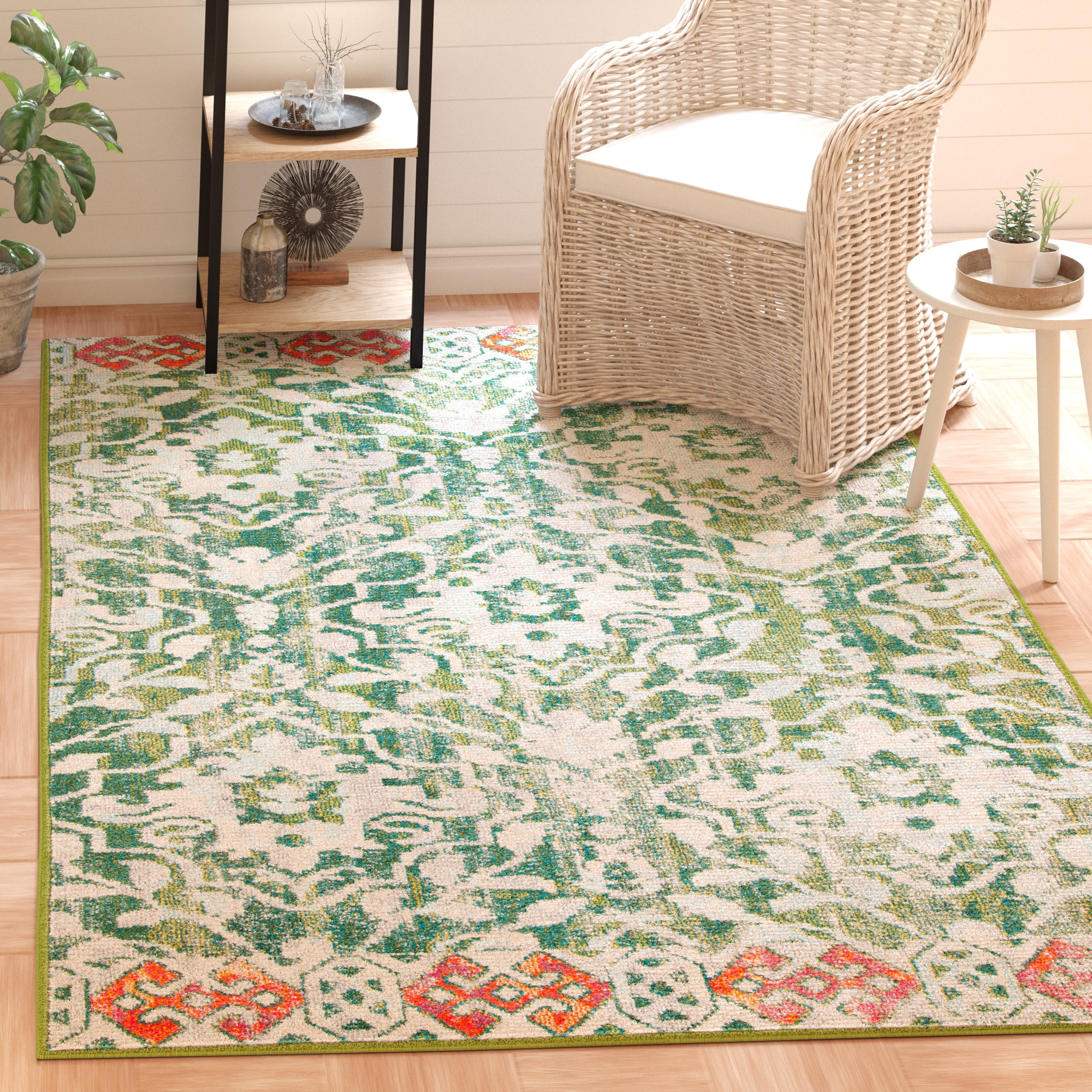 Safavieh Madison Bayon Damask Area Rug, Green/Ivory, 4' x 6'