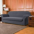 thumbnail image 3 of Subrtex Stretch Textured Grid 2-Piece Jacquard Polyester Sofa Slipcovers, Gray, 3 of 7