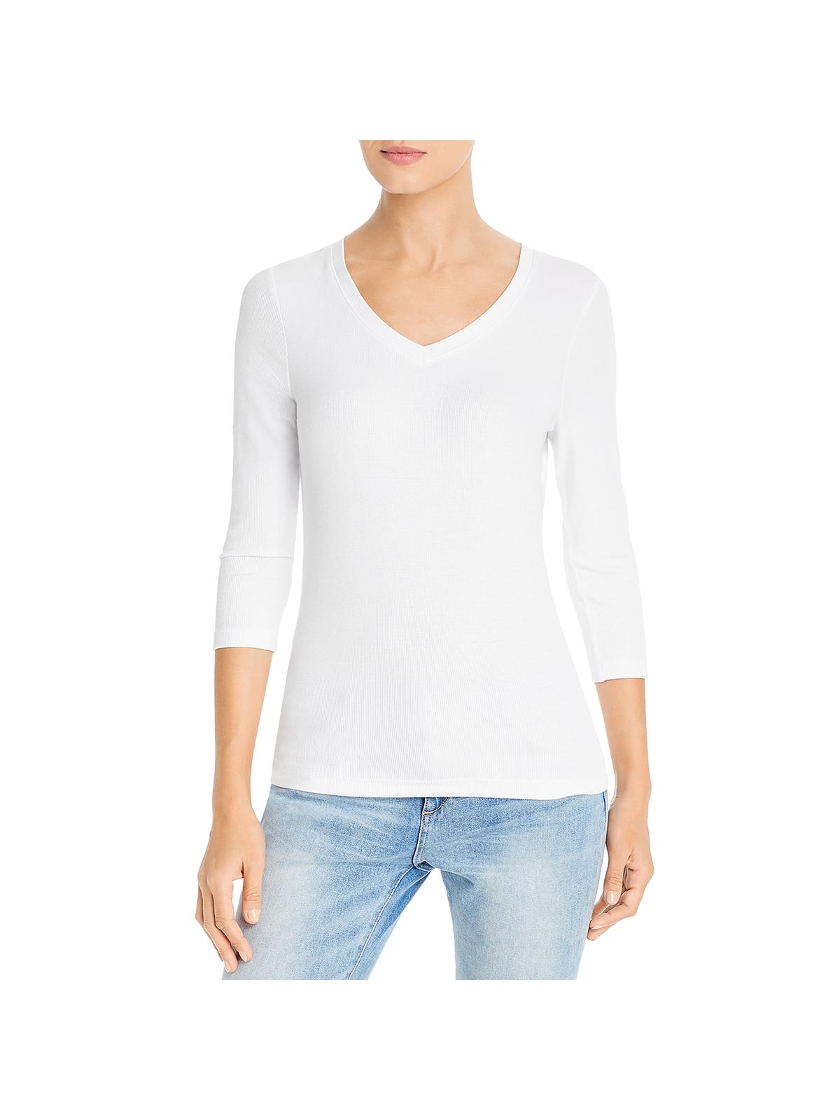 Three Dots Womens V Neck Long Sleeve T 