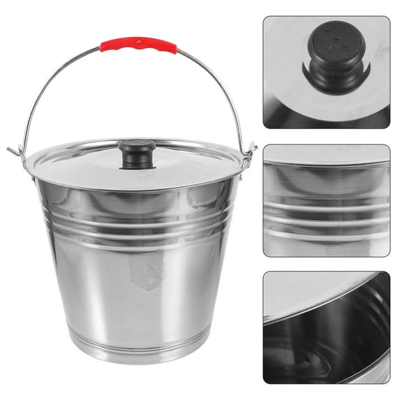 LEORX 1Pack Stainless Steel Bucket with Lid for Water Holding Household Item Simple Appearance
