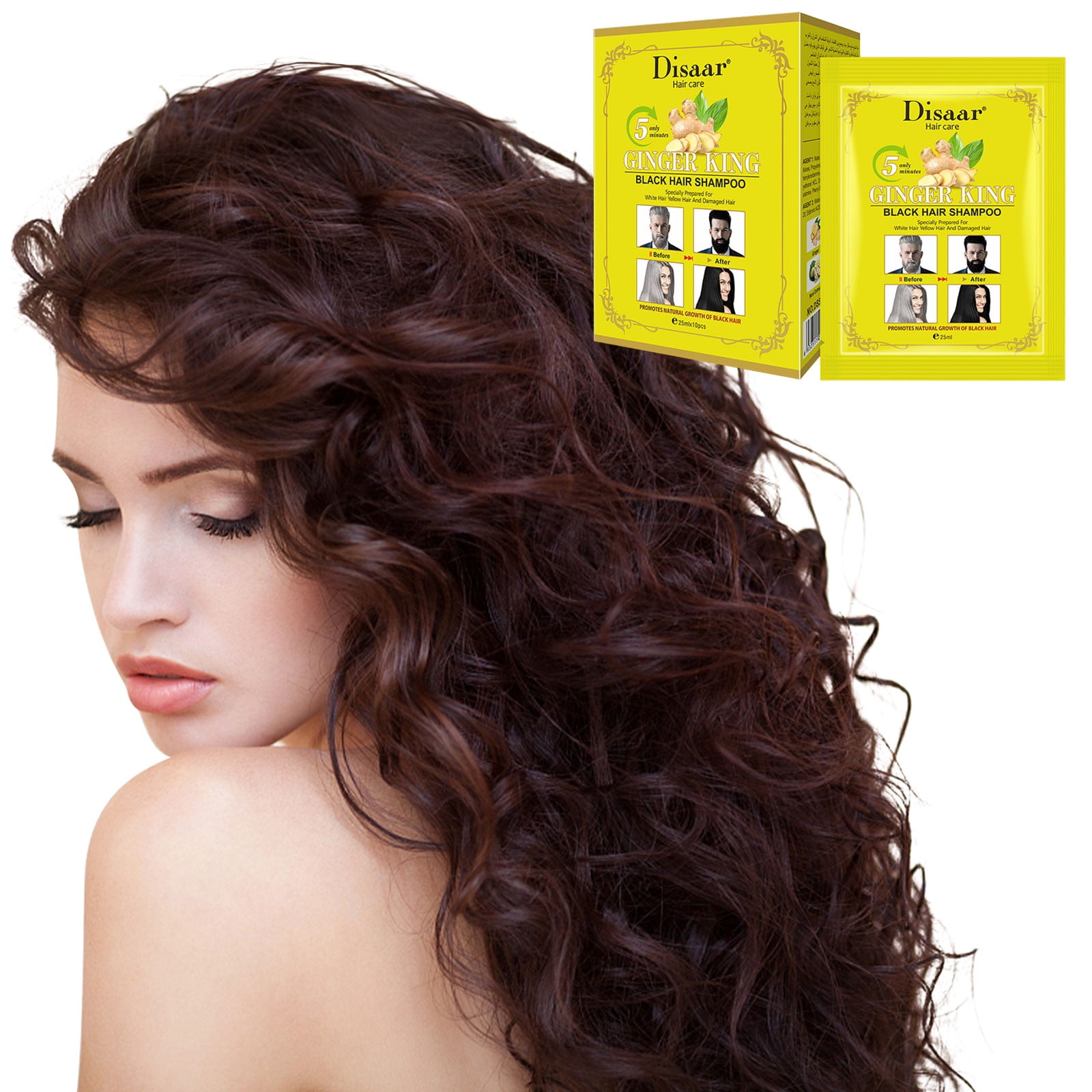 Ginger Bag Shampoo Hairdressing Color Change Hair White To Black 250ml -  