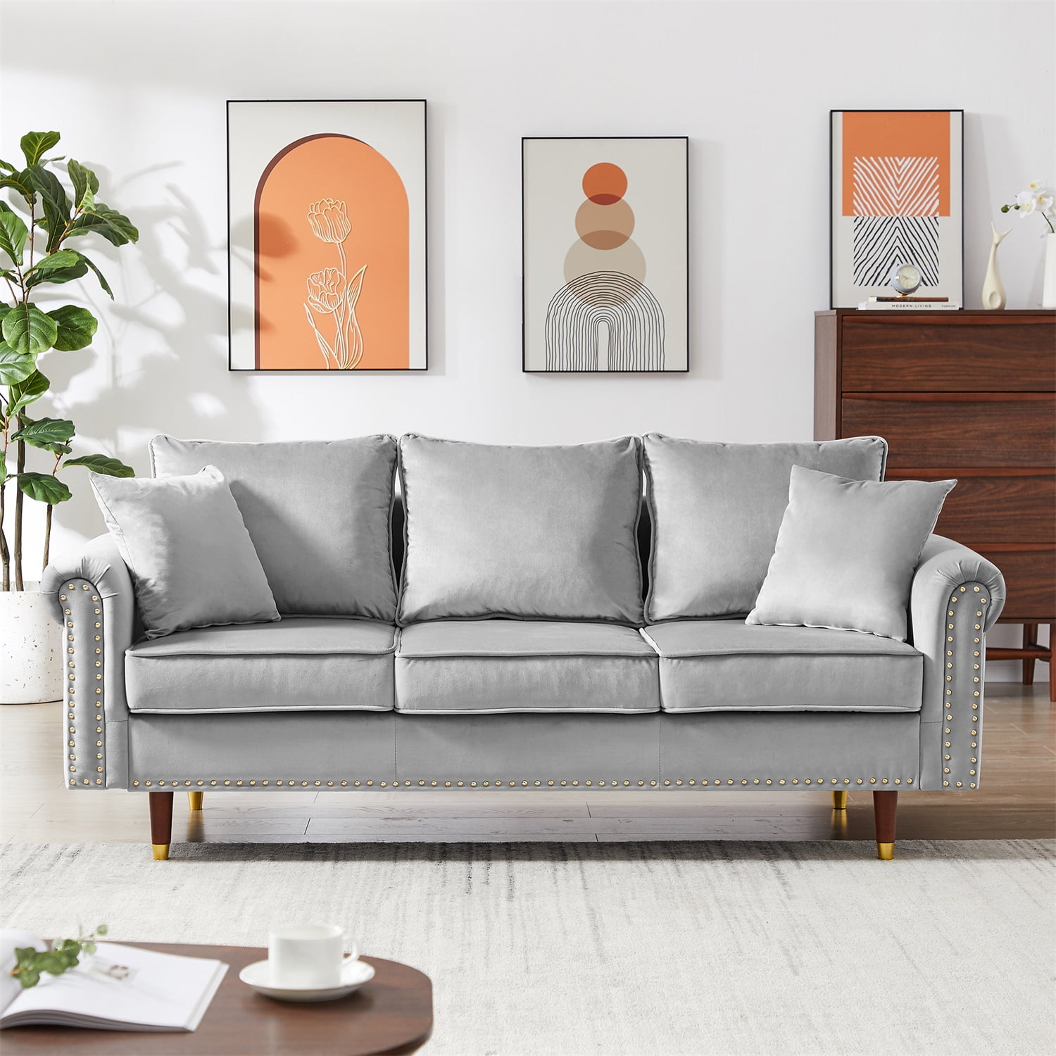 Resenkos 62.5" Casual Sofa Lifestyle Solutions Sofa Bed Couch for Bedroom in Home & Kitchen Apartment Dorm, Grey