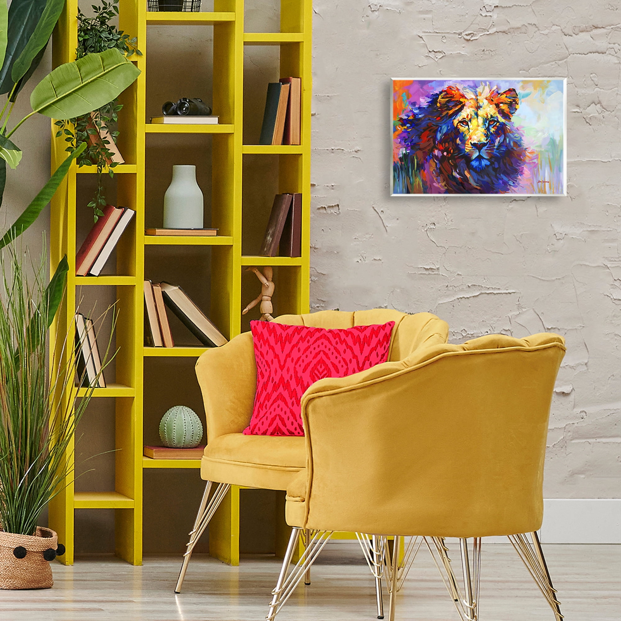 Stupell Industries Paint Strokes Lion Animals & Insects Painting Unframed Art Print Wall Art, 15 x 10