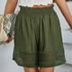 thumbnail image 4 of Pantalones cortos casuales con cintura elástica, pantalones cortos holgados con doble bolsillo y encaje de cintura alta para mujer, pantalones cortos holgados de cintura alta, estética elegante, 4 of 6