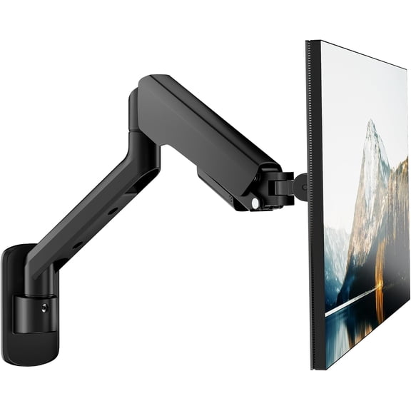 PEGZONE Single Monitor Wall Mount, 17"-40" Ultrawide Monitor Arm, Mechanical Spring Arm, VESA 75x75 & 100x100, Full Motion Adjustable, 26.4 lb Capacity, Space Saving, Black