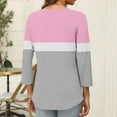 thumbnail image 4 of Womens Plus Size Tops 3/4 Length Sleeve Fall Fashion Trendy Casual Going Out Tops Cold Shoulder V Neck Gradient Plaid Graphic Shirts Casual Elegant Fall Blouse, 4 of 7
