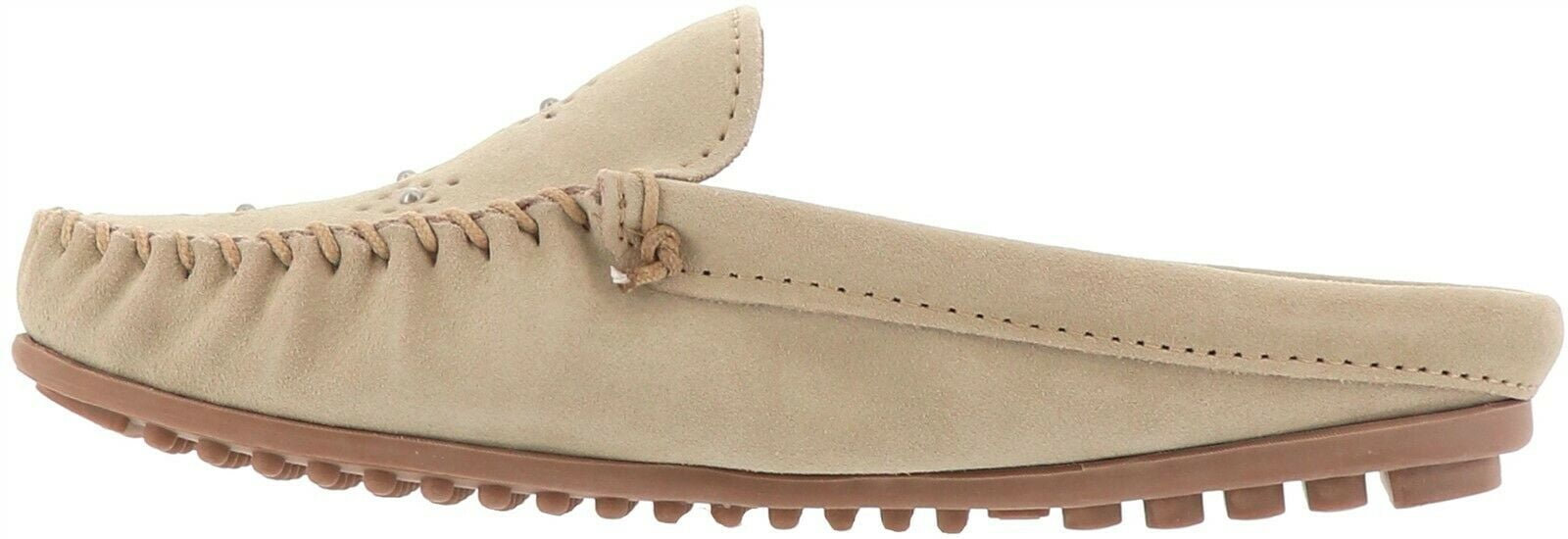 minnetonka suede moccasin mule with studs