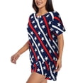 thumbnail image 2 of Rocae Patriotic Star for Two Piece Sleepwear Pajamas Sets for Women Soft Short-Sleeved Pjs with Lounge Shorts X-Large, 2 of 9