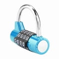 thumbnail image 3 of Candado de combinación de 4 dígitos para maleta de viaje, taquilla de gimnasio, cerradura de seguridad con contraseña, color azul, 3 of 14