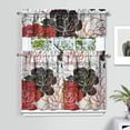 thumbnail image 2 of Pioneer Kitchen Curtains and Valance Set 36 Inch Tier Beautiful Wild Peonies Flower 3 Pieces Set Dining Room Small Curtain Drapes Cafe Curtains Valance for Home Decor Rod Pocket, 2 of 6